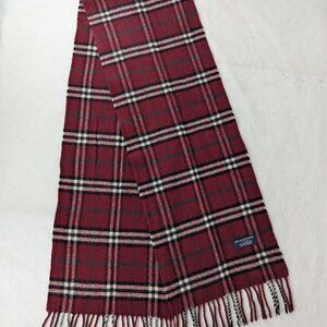 Burberry Lambswool Check Scarf Maroon | Unisex | Designer Winter Accessory